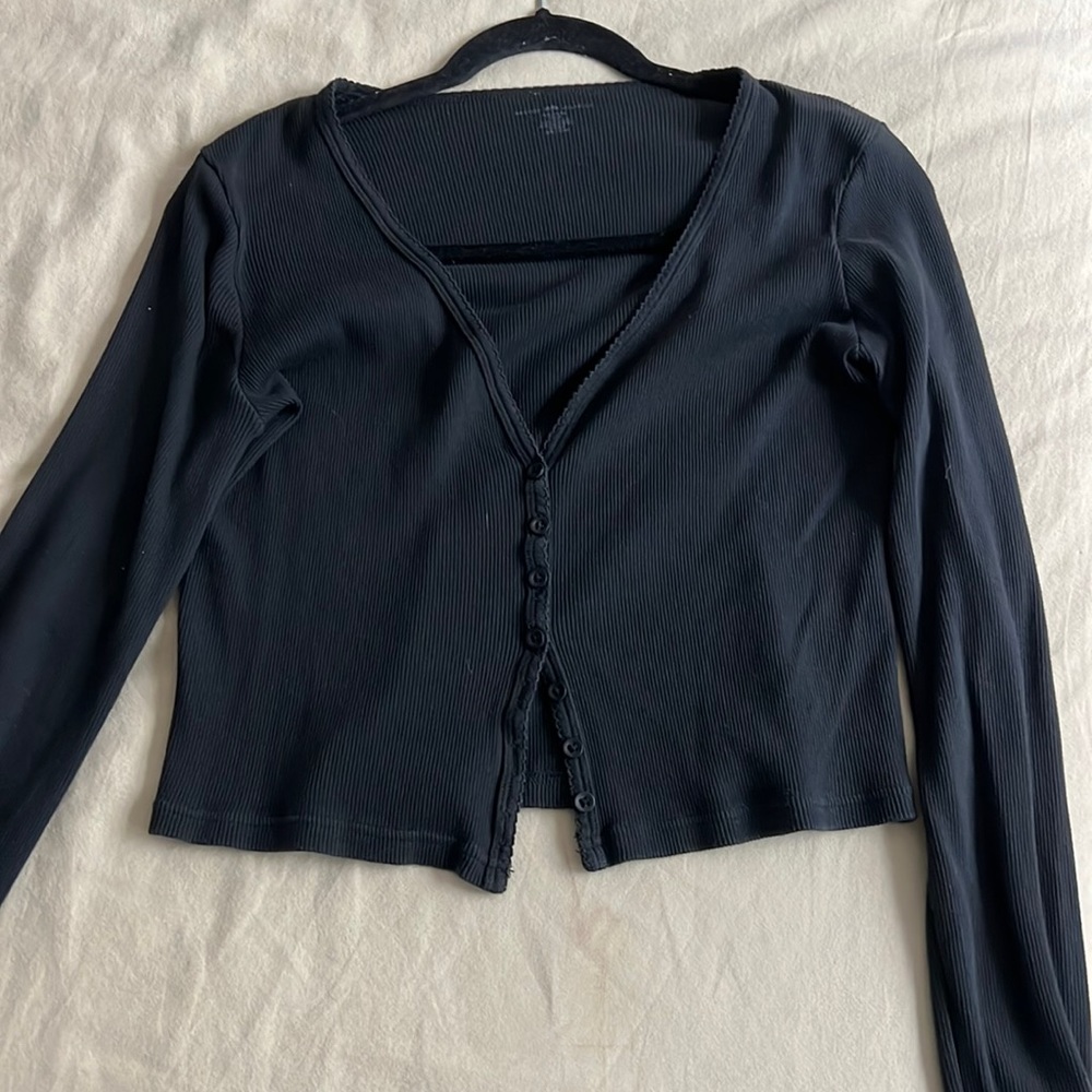 brandy melville black long sleeve button up